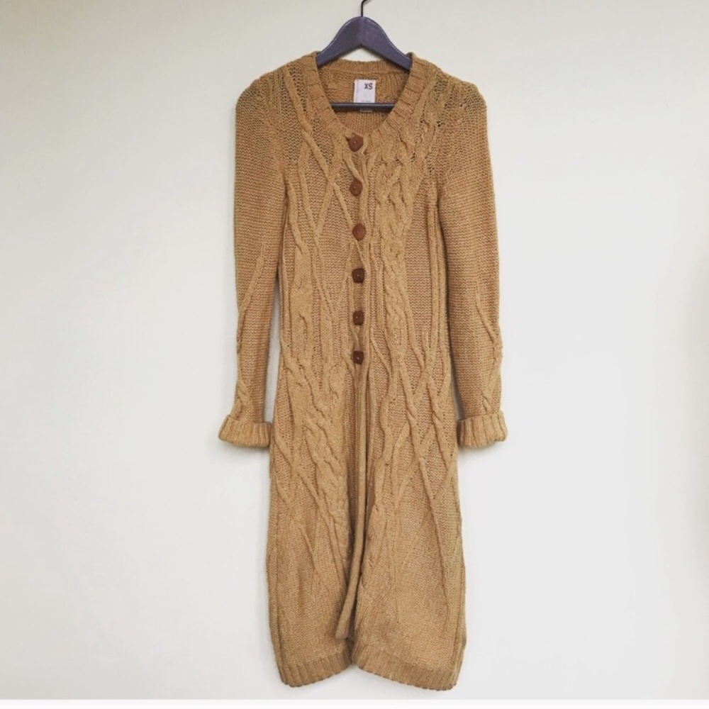 Anthropologie Coiled Cable Knit Cardigan Sweater